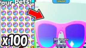 OPENING 100 ANNIVERSARY GIFTS for HUGE PARTY CAT PETS in Pet Simulator X