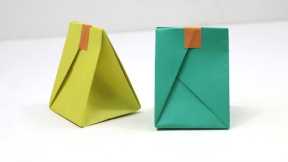 How to make simple and easy Origami gift bag - Paper gift box tutorial