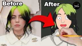 anniversary gift idea for wife | portrait to cartoon billie eilish
