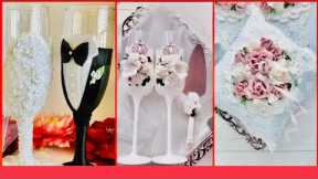 TOP 5 DIY WEDDING FAVORS FOR GUESTS: GLASSES BRIDE & GROOM TOASTING FLUTES