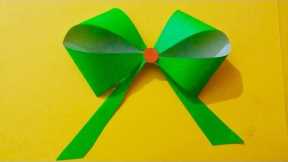 How to make Paper bow for gift box wrapping | Paper flower bow making ideas