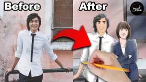 Water Color Portrait - happy anniversary gift ideas for parrents - Gantstudio - Custom Portrait