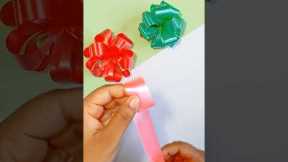 How to make puff bow with ribbon for gift wrapping || Gift wrap bow tutorial || #shorts