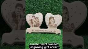 2 Heart shaped wooden engraving gift  #love #wedding #gift #art #tumbler #couplegoals #homedecor 🎁