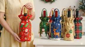 Ideas for sewing super cute wine bottle pouches of christmas 🎄 Gift Sewing Ideas 🎄